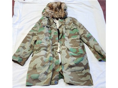 WW2 WWII German Luftwaffe Field div Camo coat jacket w Rabbit fur lining!  