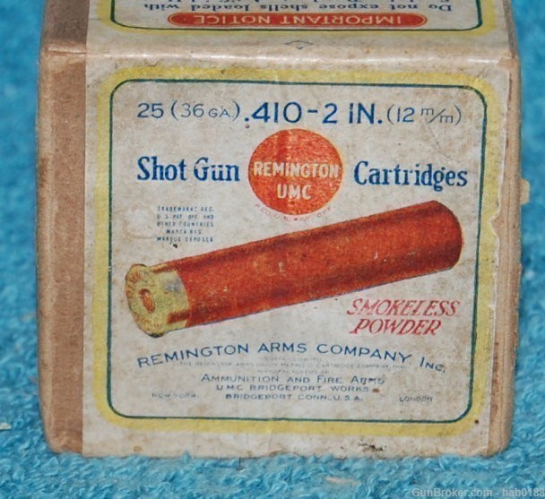 Vintage Partial 2 Pc Box Remington UMC 410 2" Shotgun Shells 24 Rnds Ball -img-0