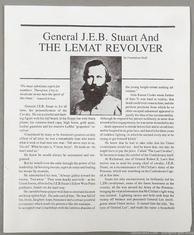 LEMAT REVOLVER JEB STUART COMMEMORATIVE American Historical Foundation NICE-img-55