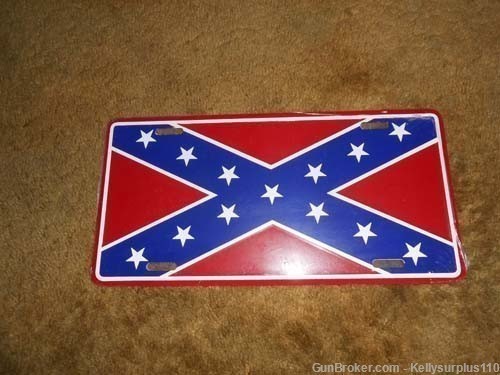 Confederate Flag Tin License Plate-img-0