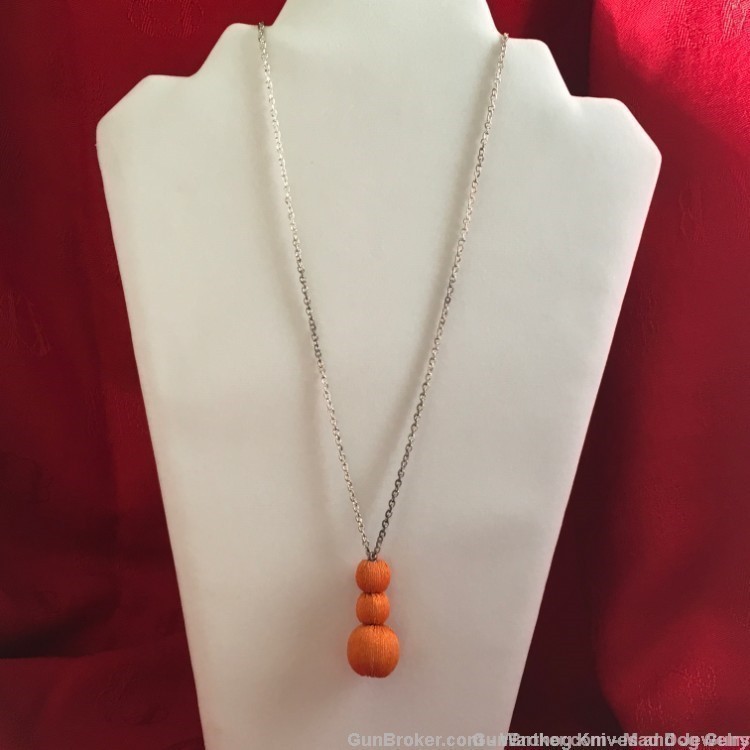 Tintsaba Swaziland Necklace. Orange Sisal Wrapped Beads. 42" long. TS7B-img-0
