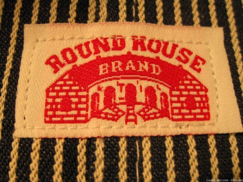 New Round House #45 Made in USA Vintage Hickory Stripe Bib Overalls 32x32-img-2