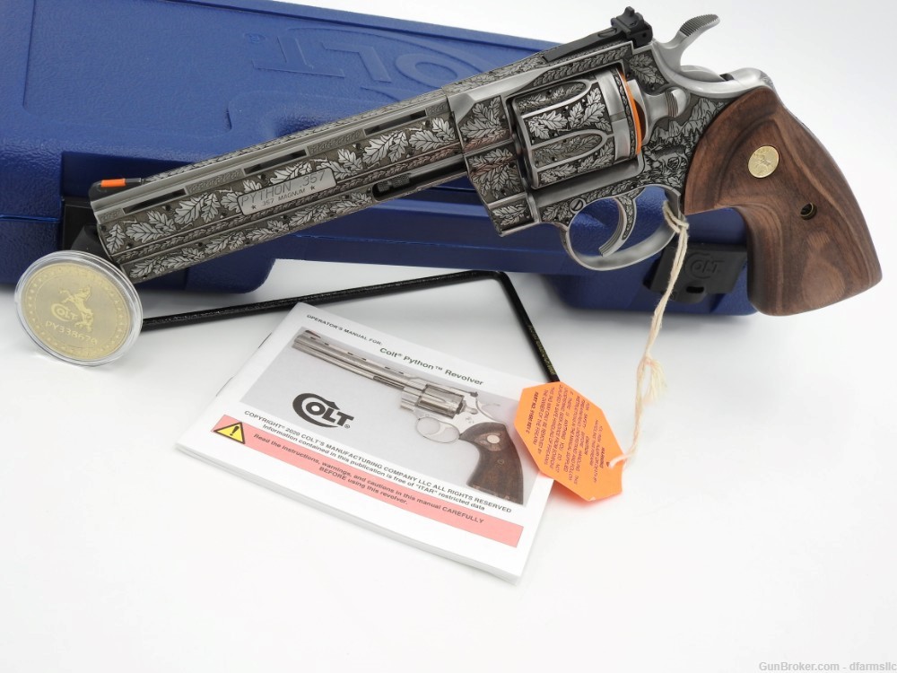 New! Oak Forest Collectible Stunning Custom Engraved Colt Python 6" 357 MAG-img-1