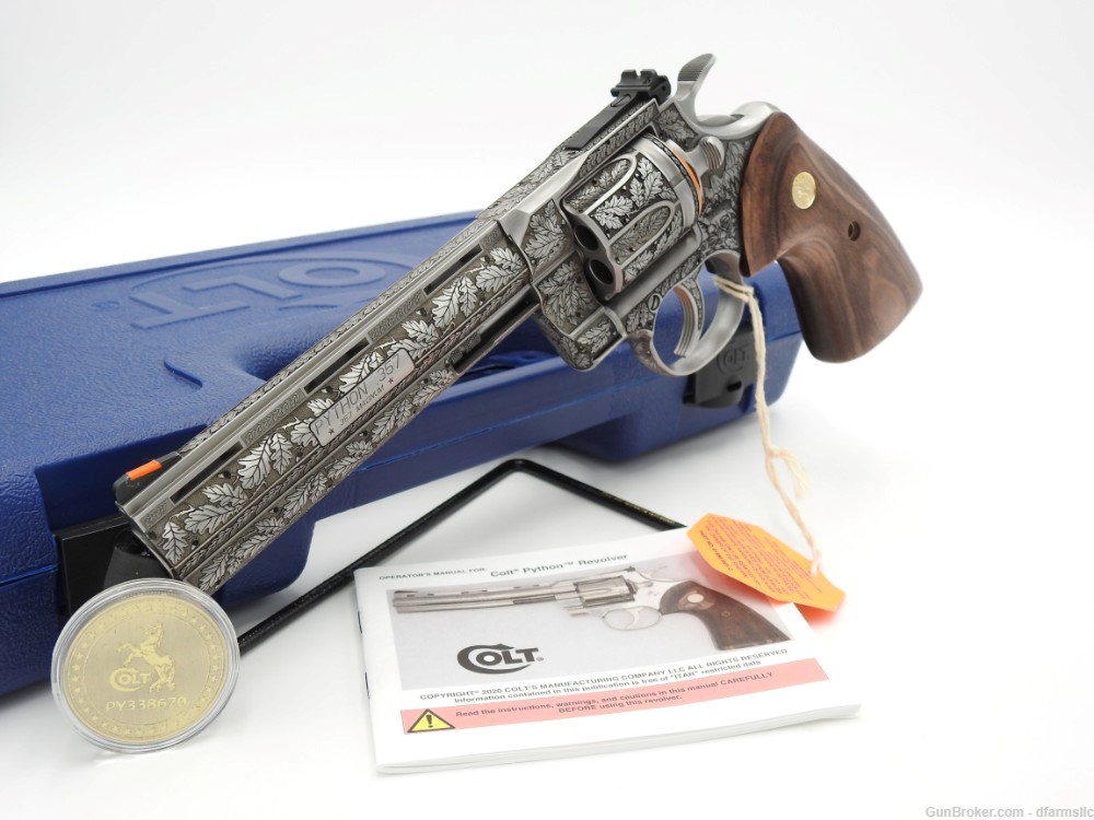 New! Oak Forest Collectible Stunning Custom Engraved Colt Python 6" 357 MAG-img-0
