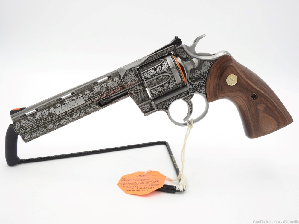 New! Oak Forest Collectible Stunning Custom Engraved Colt Python 6" 357 MAG-img-3