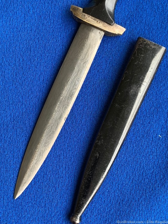 German WWII Miniature SS Dagger w/ Genuine Damascus Blade by Paul Muller -img-1