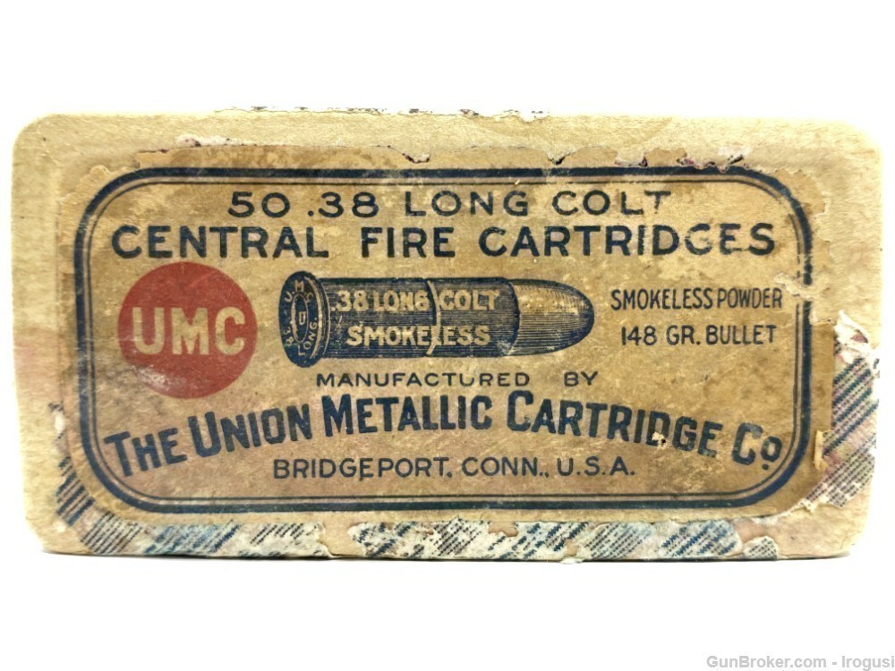 UMC .38 Long Colt FULL Half Split Box Blue Plaid Union Metallic Cartridge-img-0