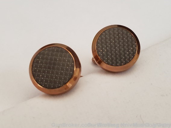 ITALGEM STEEL Stainless IP Rose Gold/Carbon Fibre Cuff Links.CL18.*REDUCED*-img-1