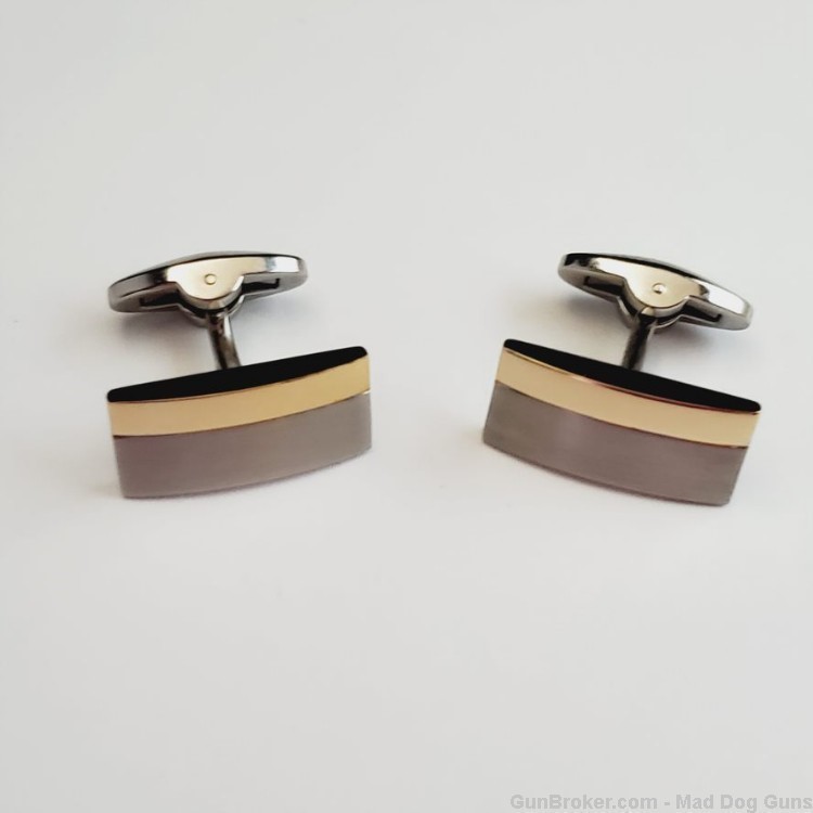 ITALGEM STEEL Stainless Steel & IP Yellow Gold Cuff Links. CL26.  *REDUCED*-img-0