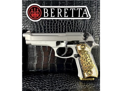 GORGEOUS Custom Italian Beretta Inox, Real 14K Gold + Abalone, CA Shipper!
