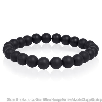 ITALGEM STEEL Men's Onyx Gemstone Stretch Bead Bracelet.8.7". BB3L*REDUCED*-img-0