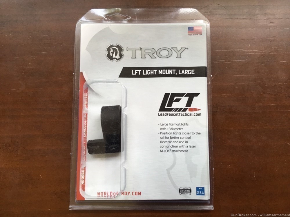 Troy M-LOK LFT flash light rail mount large 1” NR-img-0