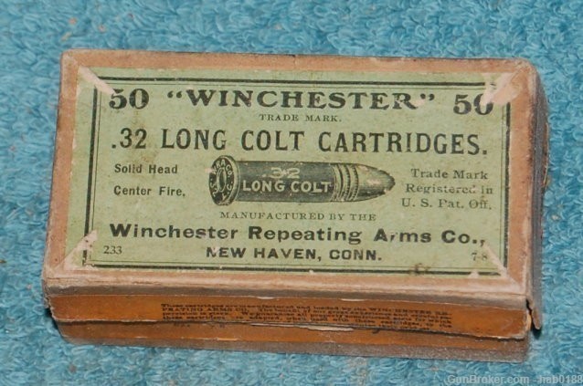 Vintage Full 2 Piece Box of Winchester 32 Long Colt CF-img-0