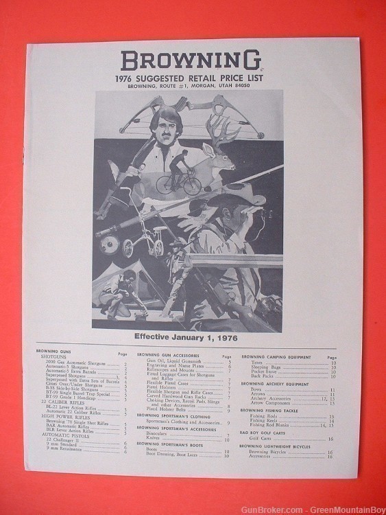 Scarce 1976 BROWNING Catalog Companion Retail Price List XLNT !-img-0