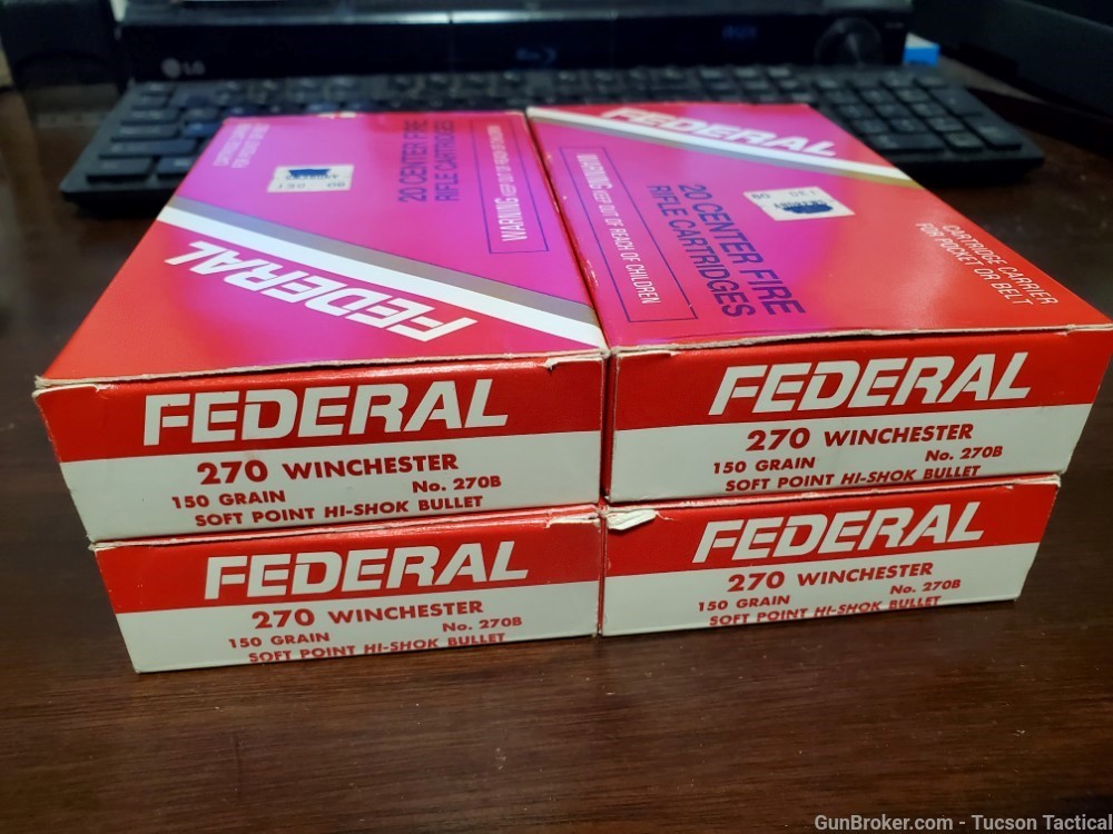 Federal .270 Win 150gr Soft Point Hi-Shok 80 Rounds-img-0