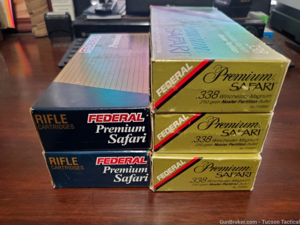 Federal Premium Safari .338 Win Mag 250gr Nosler Partition Ammo! 93 Rounds-img-0