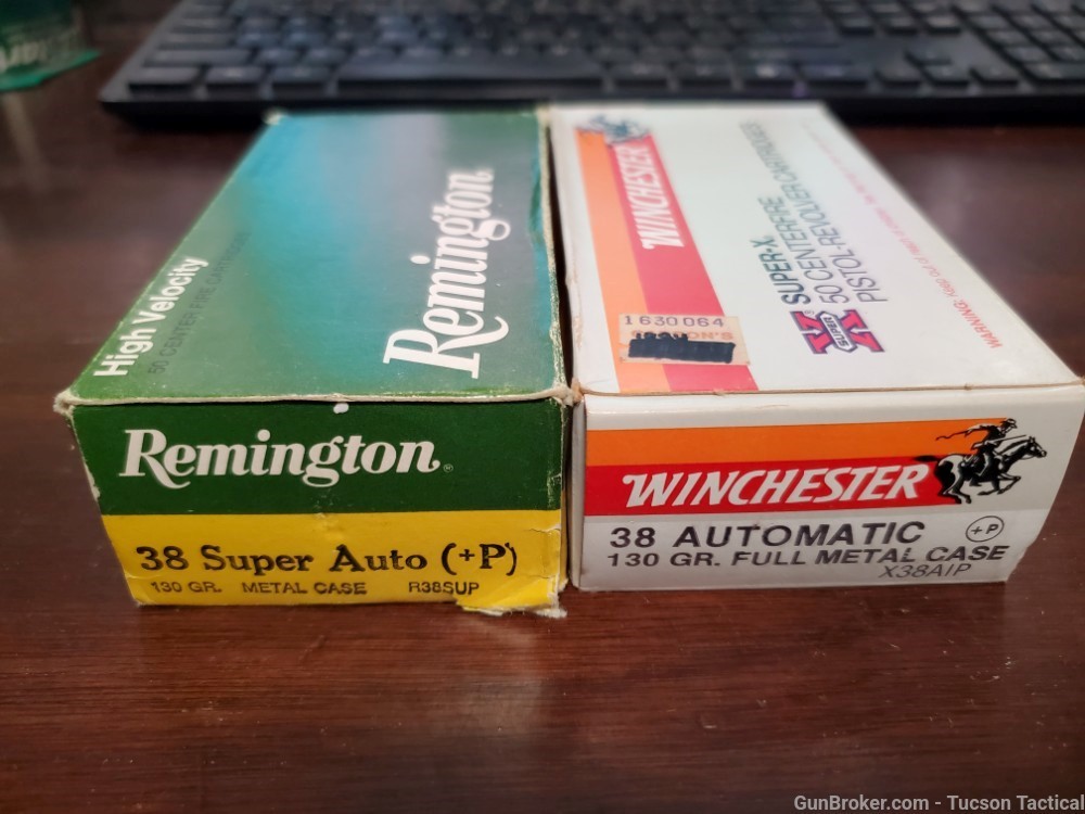 100 Rounds .38 Super +P ammo Winchester and Remington 130gr FMJ-img-0