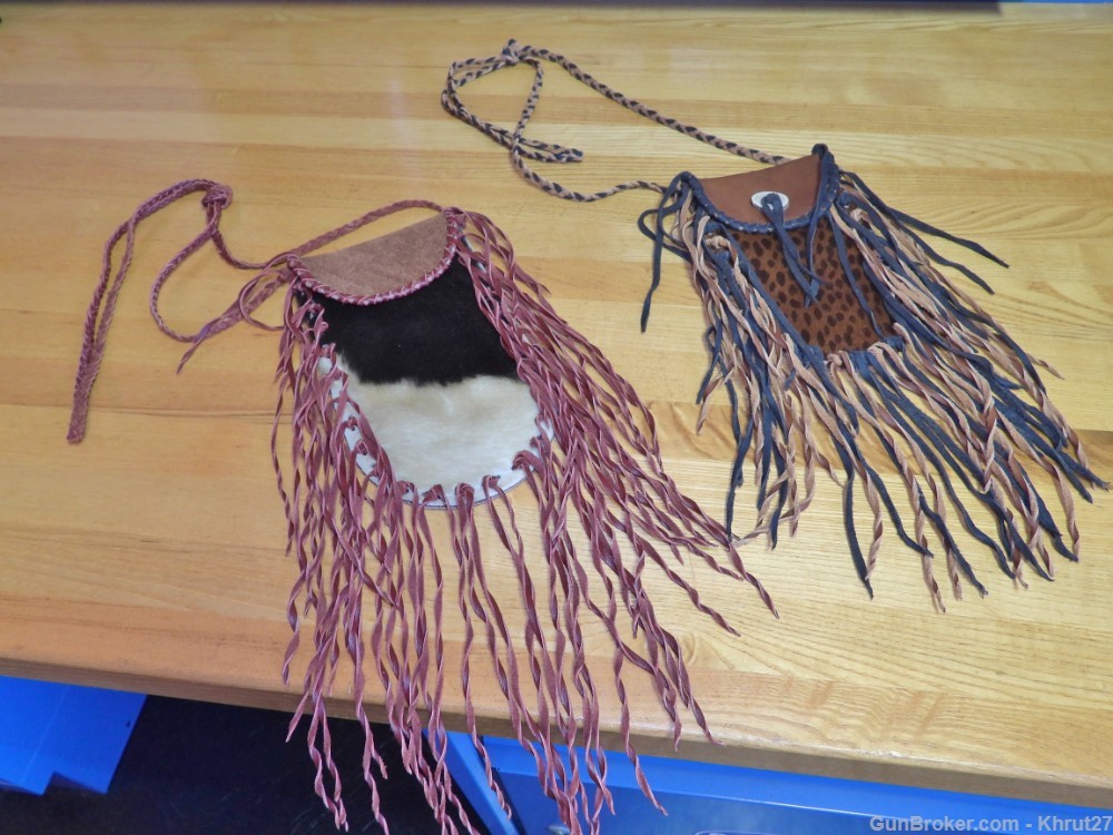 Fur Trade era small waist pouch with fringe, Hand Made-img-0