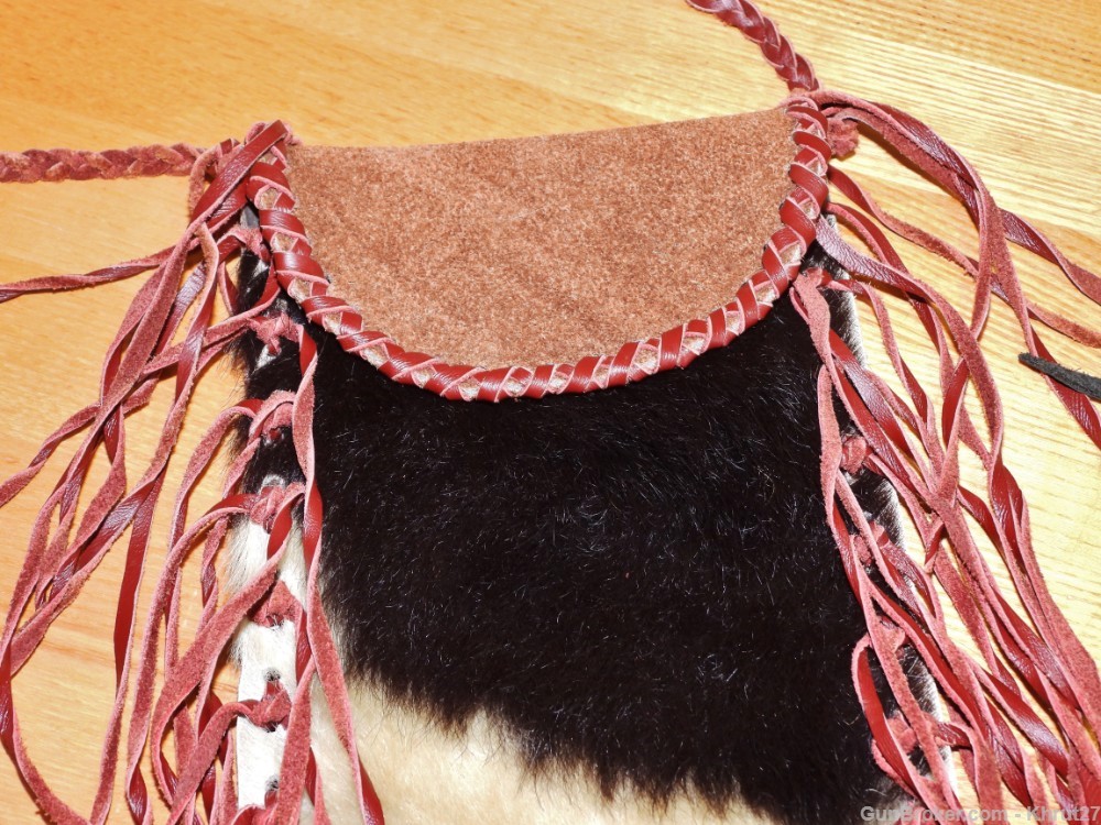 Fur Trade era small waist pouch with fringe, Hand Made-img-8