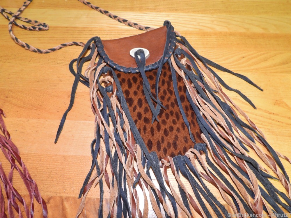 Fur Trade era small waist pouch with fringe, Hand Made-img-2
