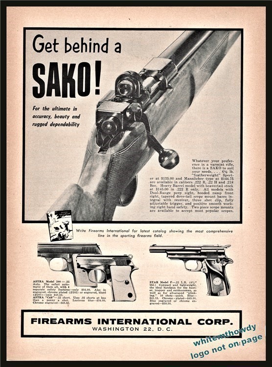1957 SAKO Bolt Action Rifle ASTRA 200 & Cub STAR Model F Pistol AD-img-0