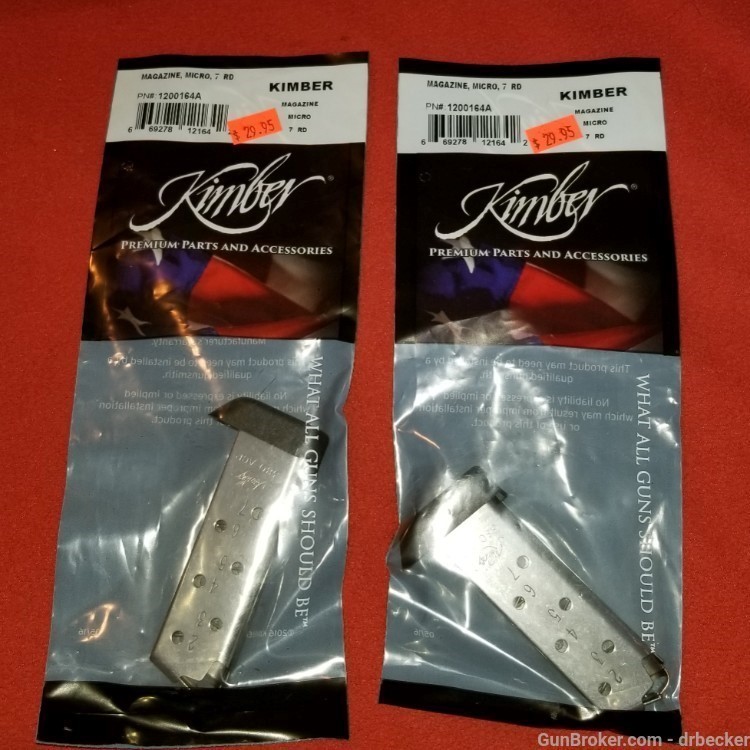 2 Kimber MIcro 380 magazines 7rd each new in bag -img-1
