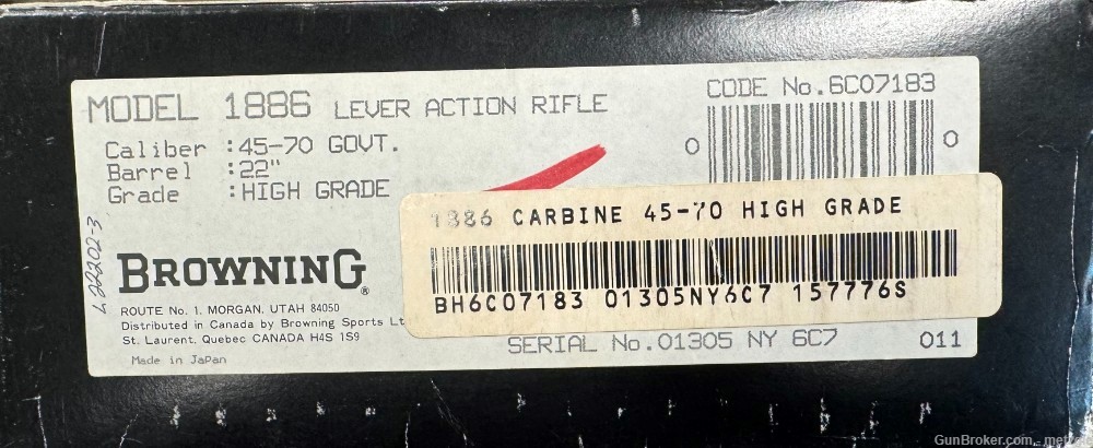 Browning Model 1886 High Grade 45-70 22" Carbine 1 of 3000 Made in Japan-img-8