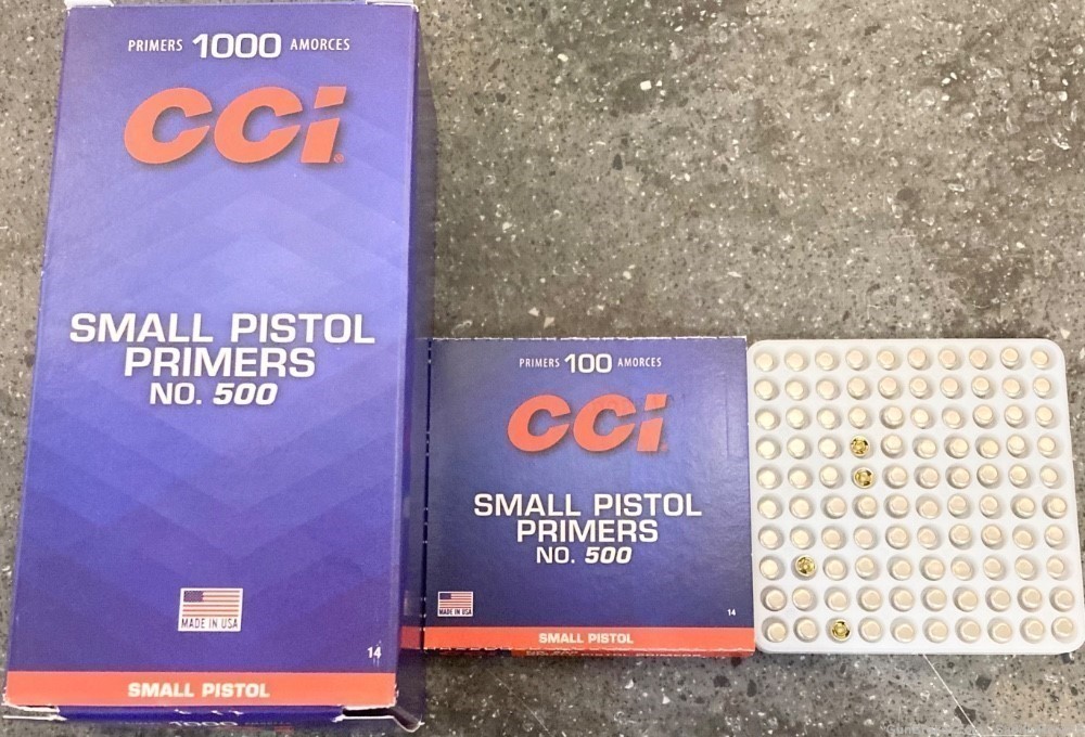 CCI Small Pistol Primers NO.500 - 1000 QTY-img-0