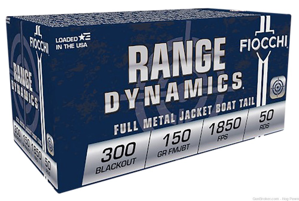 Fiocchi 300BLKC Range Dynamics 300 Blackout 150 gr Full Metal Jacket 50rds-img-0