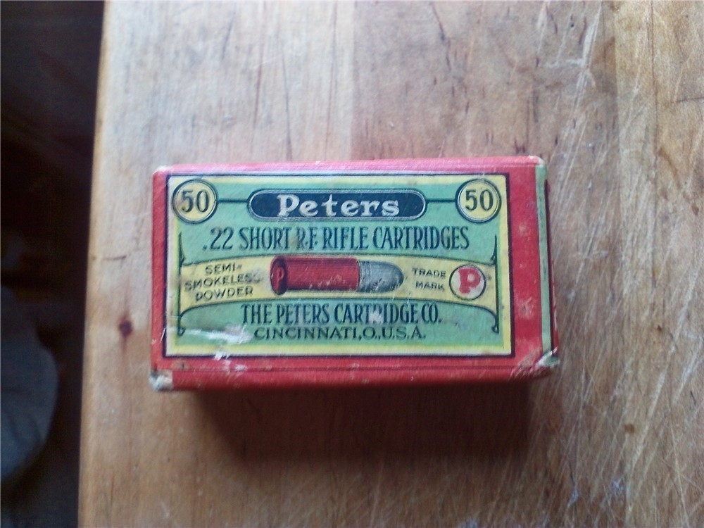 Vintage Peters 22 short semi smokeless ammo-Sealed box-img-0