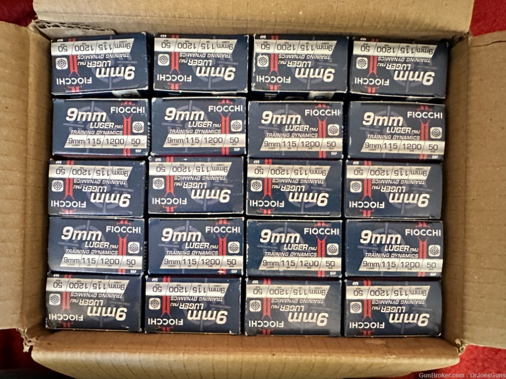1000 Rounds-Case-FIOCCHI 9mm Luger 1000 Rounds FMJ 115 Grains-Must Go-img-0