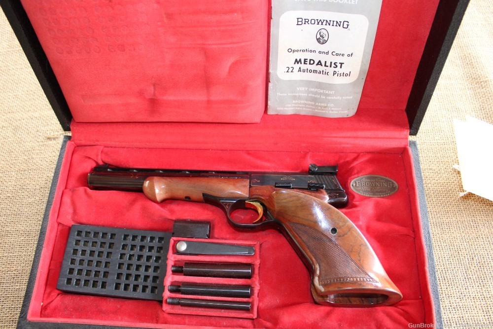 Browning Gold Medalist .22 LR Automatic Target Pistol in Case/ Extras! WOW!-img-0