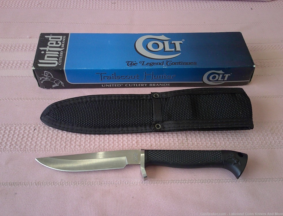 Rare NIB Colt Trail Scout Hunter Stainless Fixed Blade Knife With Sheath!-img-1