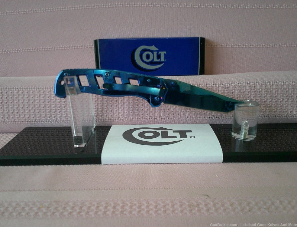 Stunning COLT True Blue Titanium Tanto Style Frame Lock Folding Knife WBox!-img-9