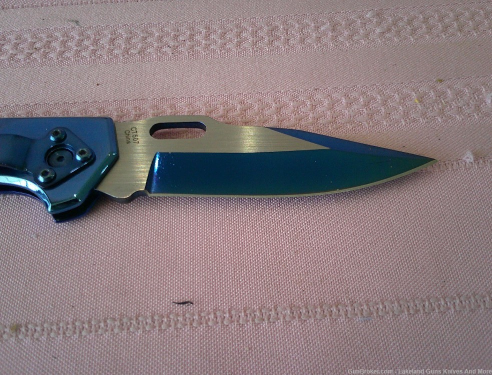 NIB COLT Stunning Blue Handle Titanium Blade Lockback Folding Knife!-img-10