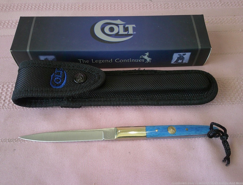 NIB Colt Fixed Blade Ladies Dirk Dagger Knife with Blue Smooth Bone Handles-img-5