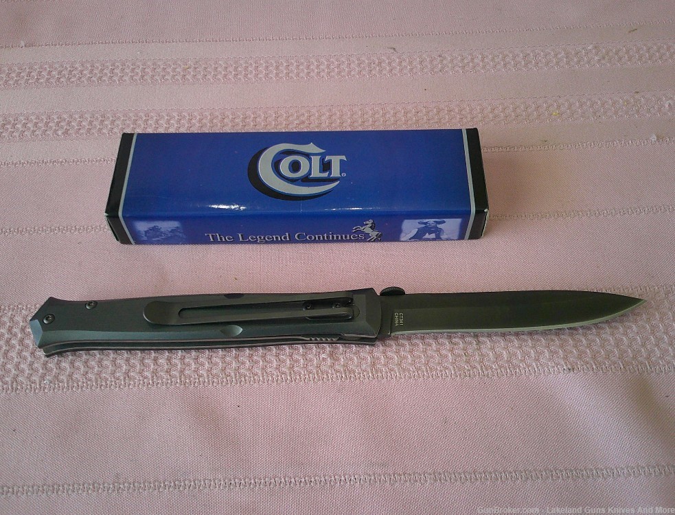New In Box COLT Black Blade Titanium Stiletto Liner Lock Folding Knife!-img-7