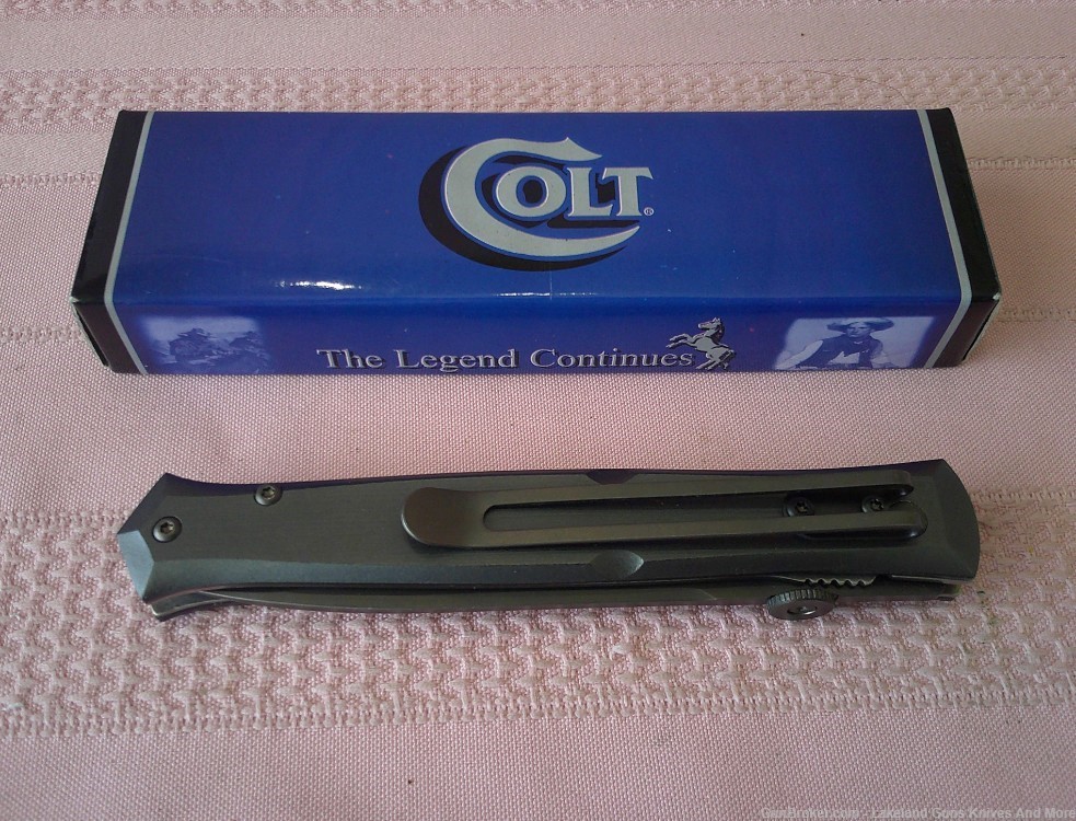 New In Box COLT Black Blade Titanium Stiletto Liner Lock Folding Knife!-img-14