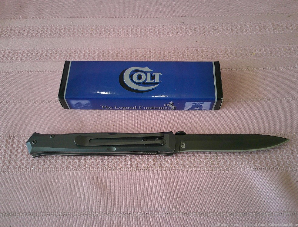 New In Box COLT Black Blade Titanium Stiletto Liner Lock Folding Knife!-img-6