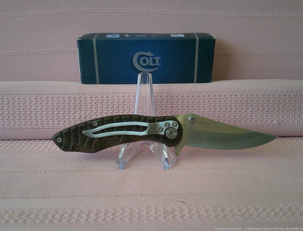 NIB COLT Zebra Finger Grooved Pakkawood Liner Lock Folding Knife!-img-7
