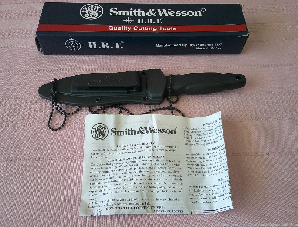 NIB SMITH & WESSON H.R.T. Full Tang Black Spear Blade Belt or Boot Knife!-img-8
