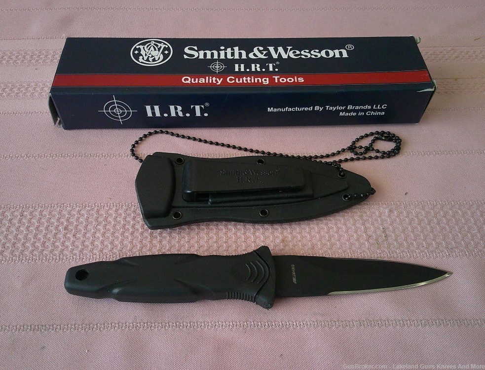 NIB SMITH & WESSON H.R.T. Full Tang Black Spear Blade Belt or Boot Knife!-img-3