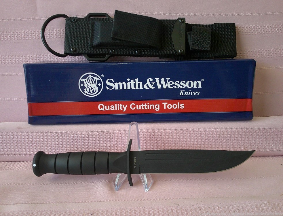 NIB SMITH & WESSON Search & Rescue Fixed Blade Military Knife WBox & Sheath-img-3