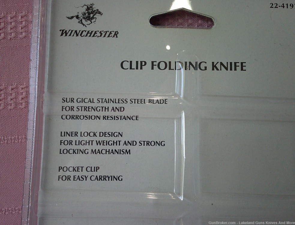 WINCHESTER CLIP FOLDING Wood Liner Lock Drop Point Pocket Knife w/Clip-img-5
