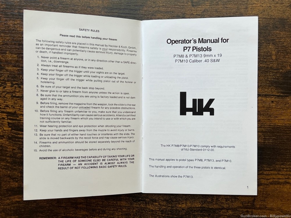 Heckler & Koch P7 Operators Manual HK-img-1