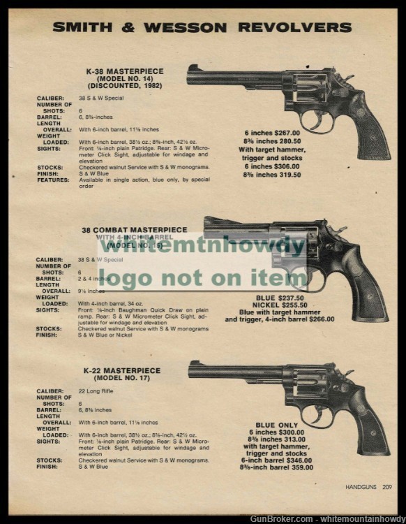 1983 SMITH & WESSON Masterpiece Revolver AD 14 K-38, 15 ,38 Combat, 17 K-22-img-0