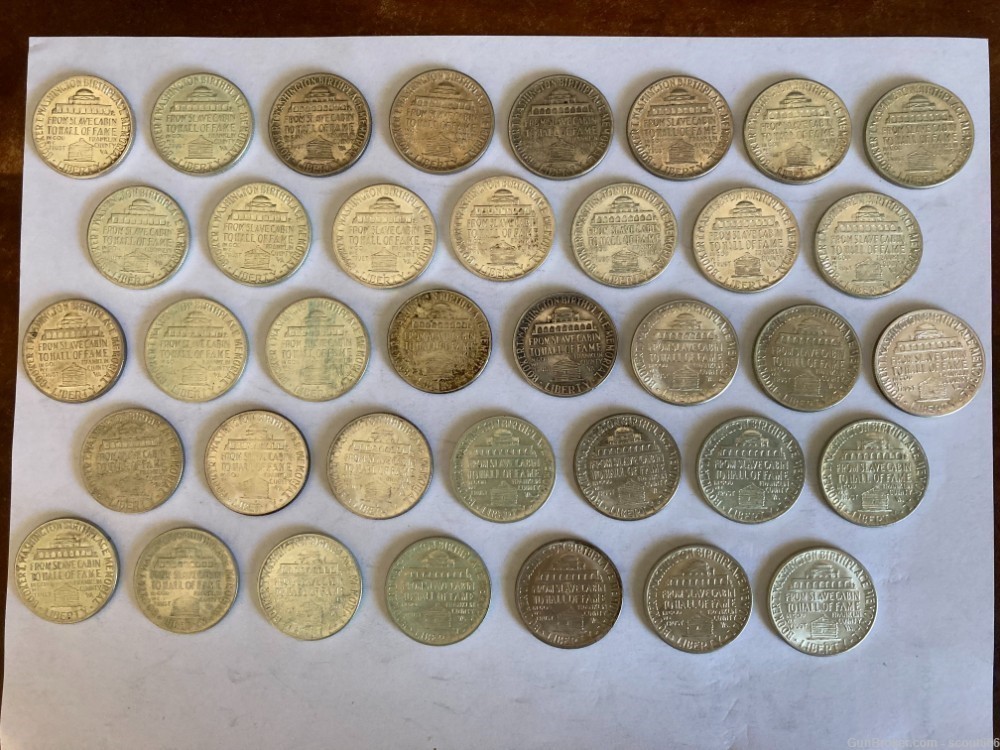 Booker T Washington Commemorative Half Dollars 90% Silver 37 Coin Lot-img-0
