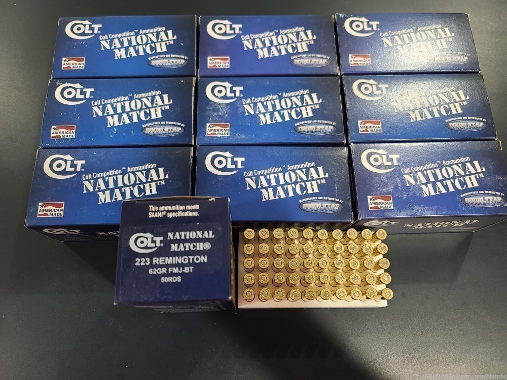 Colt National Match 223 Ammo 500 Rounds-img-0