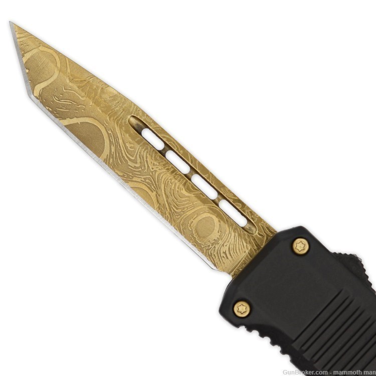 new Gold mosaic Damascus pattern blade Automatic knife -img-2