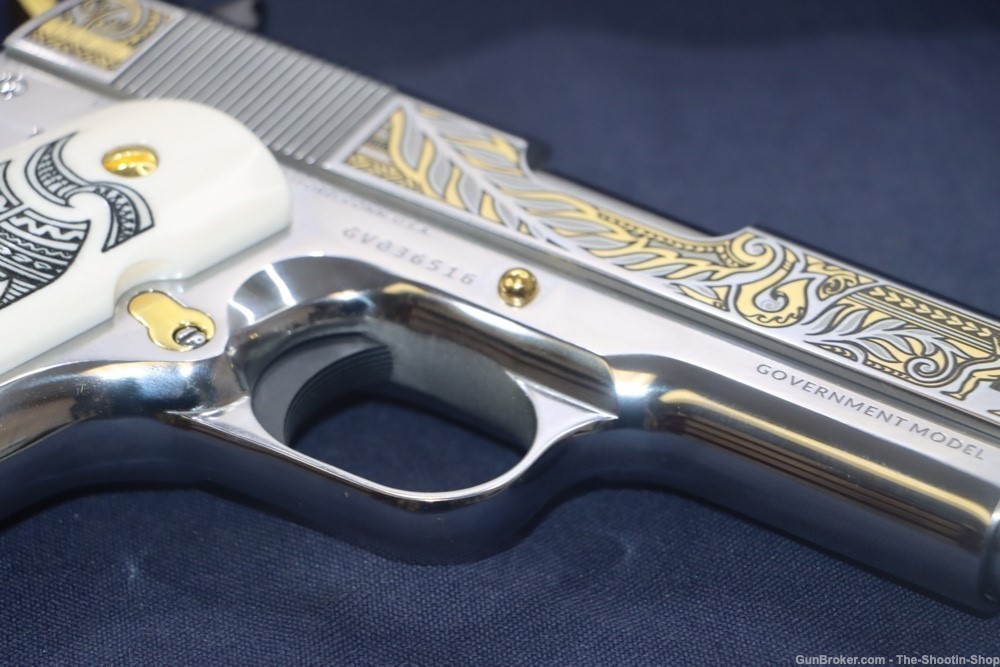 Colt HAKA Series 1911 Pistol 38 SUPER High Polished Stainless Gold Engraved-img-53
